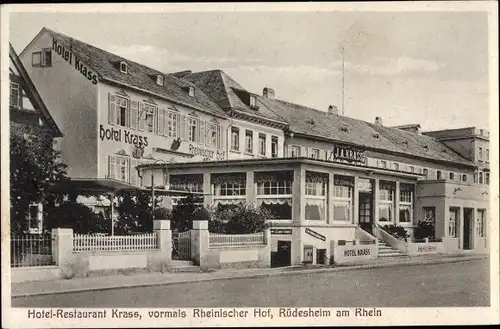 Ak Rüdesheim am Rhein Hessen, Hotel Restaurant J. A. Krass, vorm. Rheinischer Hof