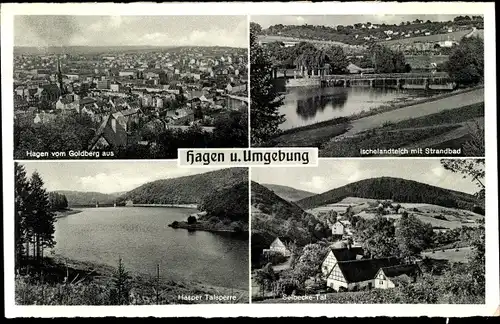 Ak Hagen in Westfalen, Panorama vom Goldberg, Ischelandteich, Hasper Talsperre, Selbecketal