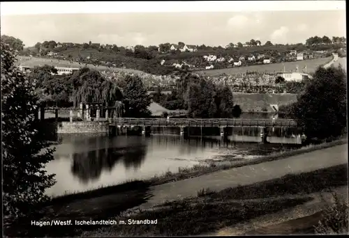 Ak Hagen in Westfalen, Ischelandteich mit Strandbad