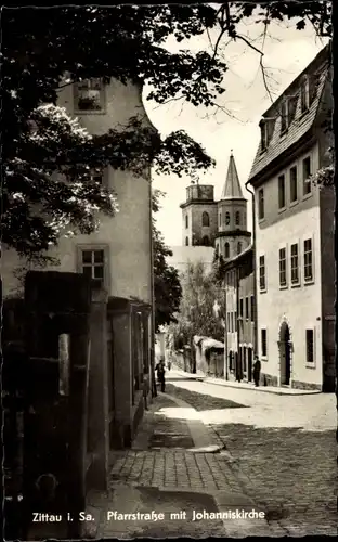 Ak Zittau in Sachsen, Pfarrstraße, Johanniskirche