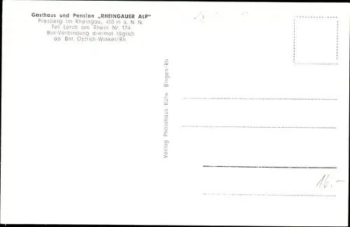 Ak Presberg Rüdesheim am Rhein in Hessen, Gasthaus und Pension Rheingauer Alp, Innenräume