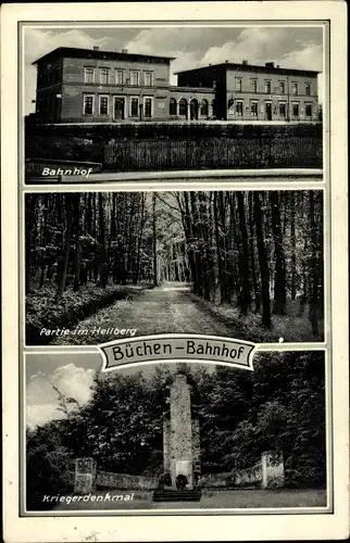 Ak Büchen im Herzogtum Lauenburg, Bahnhof, Hellberg, Kriegerdenkmal
