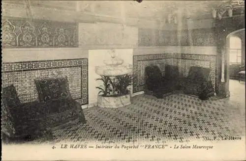 Ak Le Havre Seine Maritime, Interieur du Paquebot France, Le Salon Mauresque