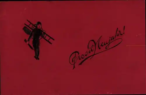 Ak Glückwunsch Neujahr, Schornsteinfeger, Leiter