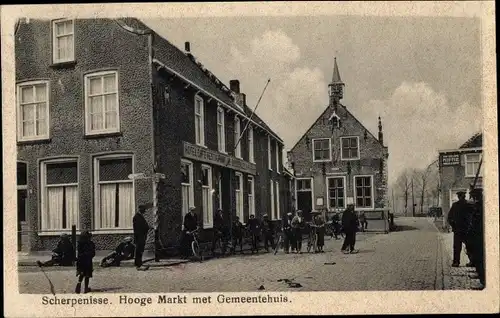 Ak Scherpenisse Zeeland, Hooge Markt, Gemeentehuis