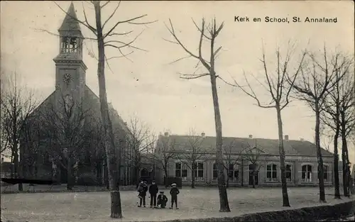 Ak Sint Annaland Zeeland, Kerk en School