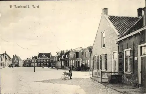 Ak Sint Maartensdijk Zeeland Niederlande, Markt