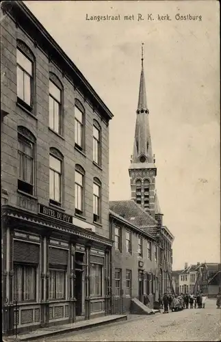 Ak Oostburg Zeeland, Langestraat, R. K. Kerk