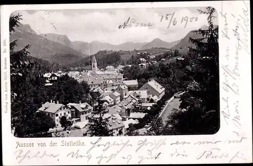 Ak Bad Aussee Steiermark, Blick auf den Ort von der Sixtleithe