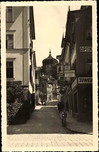 Ak Bregenz in Vorarlberg, Partie in der Maurachgasse, Optiker, Friseur, Gasthaus