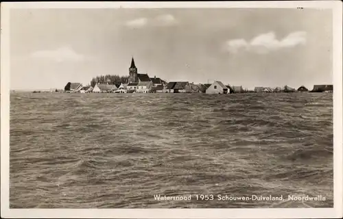 Ak Schouwen Duiveland Zeeland Niederlande, Watersnood 1953, Noordwelle