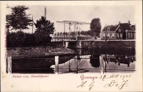 Ak Groningen Niederlande, Buiten v. m. Steentilpoort