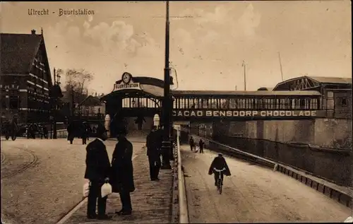 Ak Utrecht Niederlande, Buurtstation, Cacao Bensdorp Chocolade