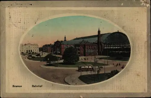Präge Passepartout Ak Hansestadt Bremen, Bahnhof