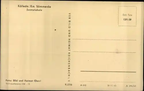 Ak Cölleda Kölleda in Thüringen, Zentralschule