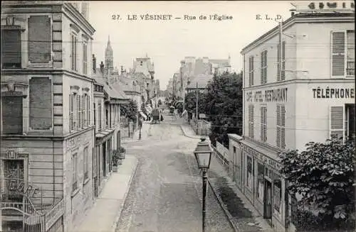 Ak Le Vésinet Yvelines, Rue de l'Eglise, Hotel-Restaurant