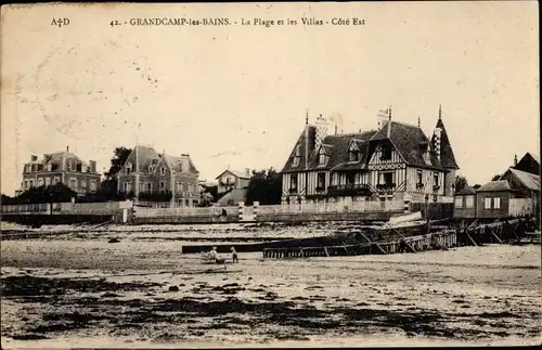 Ak Grandcamp les Bains Calvados, La Plage, Les Villas