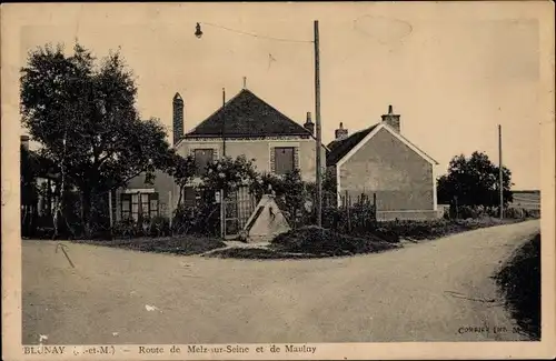 Ak Blunay Seine-et-Marne, Route de Melz sur Seine et de Maulny