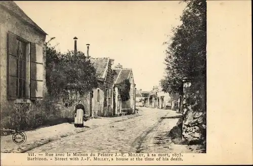 Ak Barbizon Seine et Marne, Rue avec la Maison du Peintre J. F. Millet