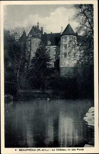 Ak Beaupréau Maine et Loire, Le Chateau, vu des Ponts