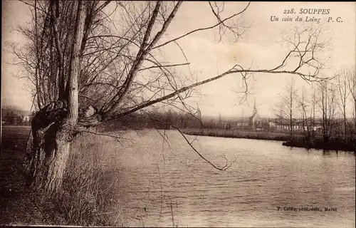 Ak Souppes Seine et Marne, Un coin du Loing