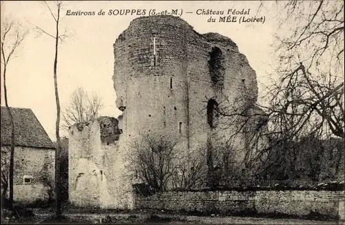 Ak Le Mée Seine et Marne, Ruines du Chateau Feodal du Mee