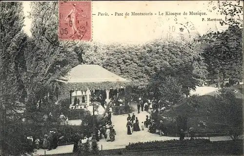 Ak Paris XIV. Arrondissement Observatoire, Parc de Montsouris, Kiosque de Musique