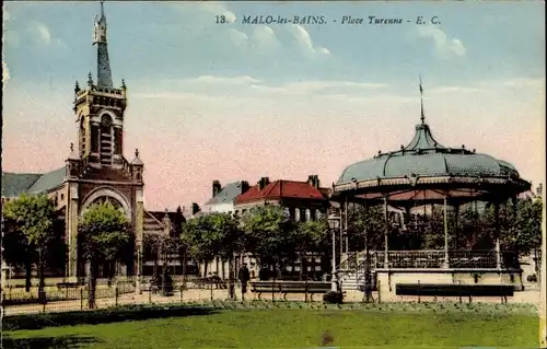 Ak Malo les Bains Nord, Place Turenne, Kiosque