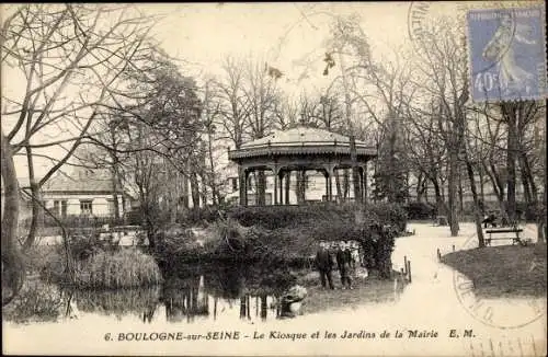 Ak Boulogne sur Seine Hauts de Seine, Le Kiosque, Les Jardins de la Mairie