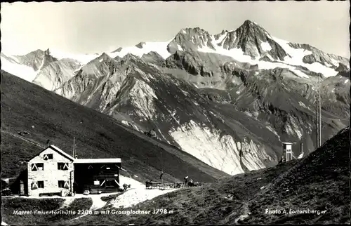 Ak Österreich, Kaisertörlhütte 2206 m mit Großglockner 3798m