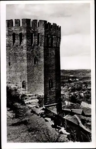 Ak Smolensk Russland, Stadtmauerturm mit Dnjeprtal