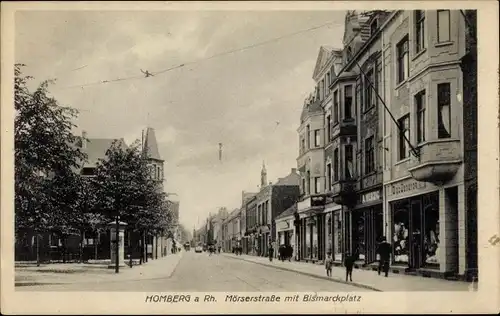 Ak Homberg Duisburg im Ruhrgebiet, Mörserstraße, Bismarckplatz