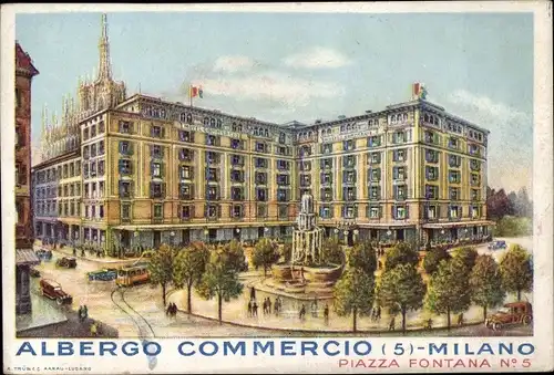 Ak Milano Mailand Lombardia, Albergo Commercio, Piazza Fontana No 5