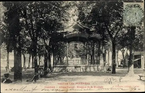 Ak Tarbes Hautes Pyrénées, Allées Carnot, Kiosque de la Musique