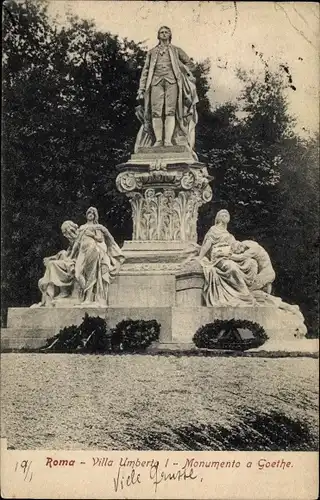 Ak Roma Rom Lazio, Villa Umberto I, Monument Goethe