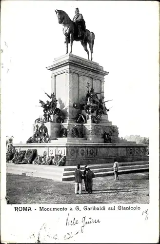 Ak Roma Rom Lazio, Garibaldi Reiterstandbild auf dem Gianicolo