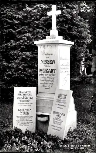 Ak Salzburg in Österreich, St. Sebastian Friedhof, Grabstätte Constanze Nissen, Mozart,geb. v. Weber