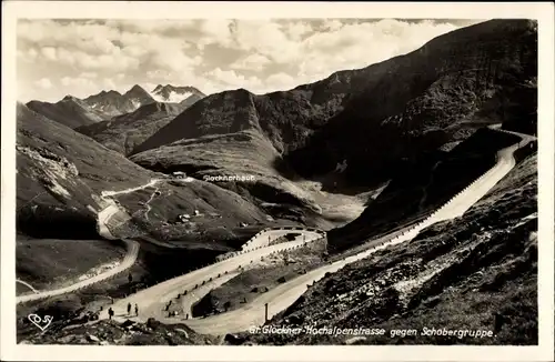 Ak Salzburg, Großglockner Hochalpenstraße gegen Schobergruppe, Stocknerhaus