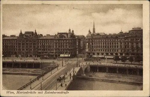 Ak Wien 1. Innere Stadt Österreich, Marienbrücke mit Rotenturmstraße