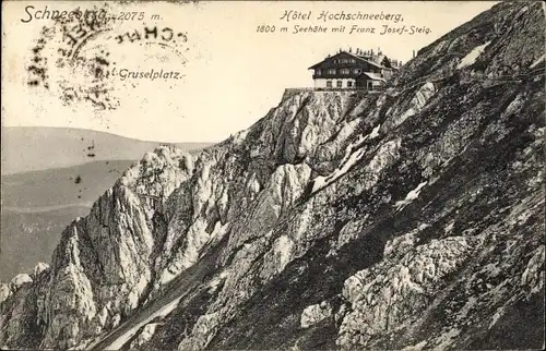 Ak Niederösterreich, Hotel Hochschneeberg, Franz Josef Steig, Gruselplatz, Schneeberg