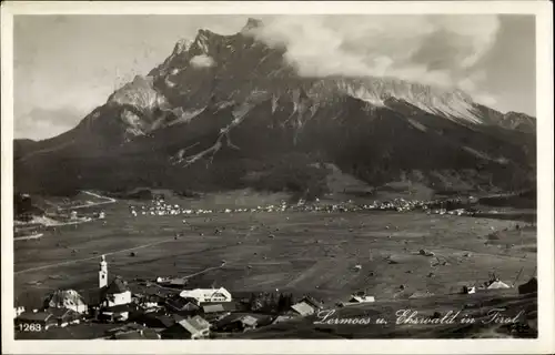 Ak Lermoos in Tirol, Blick auf den Ort und Ehrwald, Wetterstein, Zugspitze