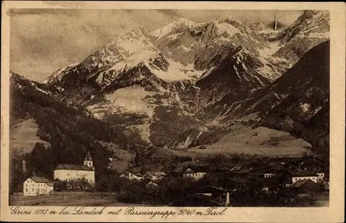 Ak Grins in Tirol, Blick auf den Ort mit Passeiergruppe