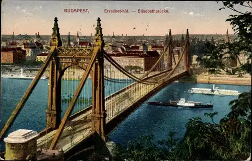 Ak Budapest Ungarn, Elisabethbrücke