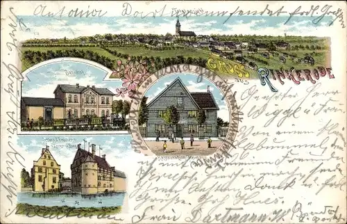 Litho Rinkerode Drensteinfurt in Nordrhein Westfalen, Restauration Heimann, Schloss, Bahnhof