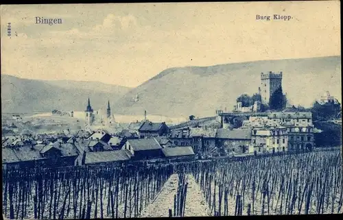 Ak Bingen am Rhein, Burg Klopp