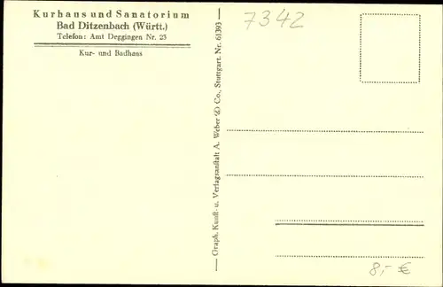 Ak Bad Ditzenbach in Württemberg, Blick auf Kurhaus und Sanatorium