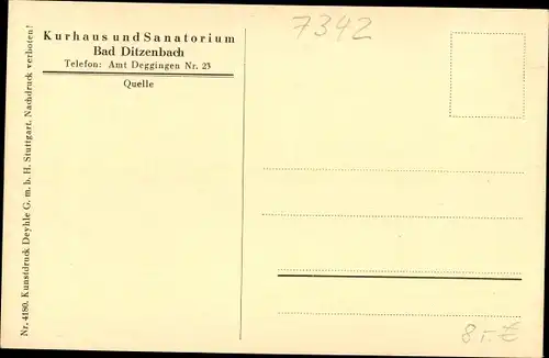 Ak Bad Ditzenbach in Württemberg, Quelle, Kurhaus und Sanatorium