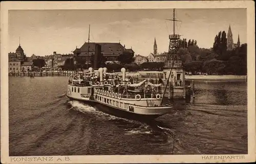 Ak Konstanz am Bodensee, Hafenpartie, Dampfer