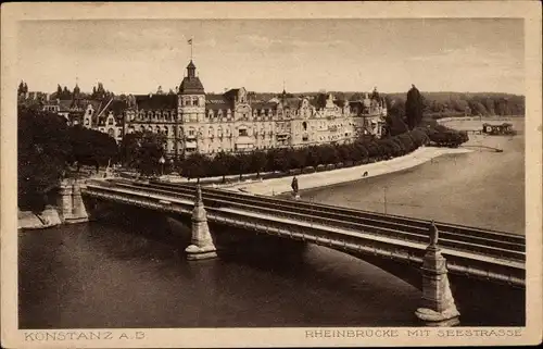 Ak Konstanz am Bodensee, Rheinbrücke mit Seestraße