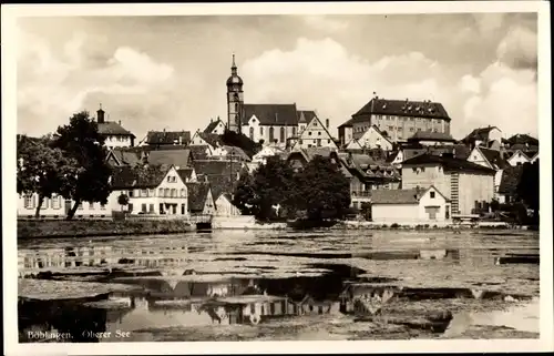 Ak Böblingen in Württemberg, Teilansicht, Oberer See, Kirche
